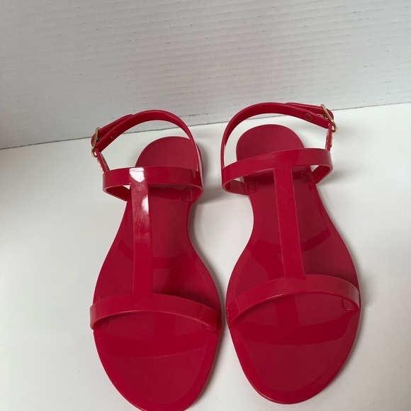 Stuart Weitzman hot pink Jelly Sandals Summer coquette beach resortwear Sz 7 New - Picture 6 of 6